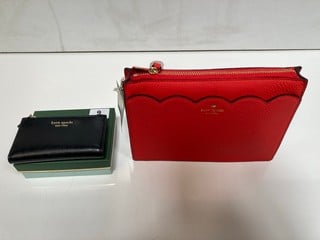 A KATE SPADE HANDBAG IN PICNIC RED RRP £205, TOGETHER WITH A KATE SPADE SMALL SLIM BI FOLD WALLET IN BLACK