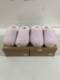 2 X FLEECY SHERPA CHUNKY PLATFORM CLOGS - LAVANDE - SIZE: 8