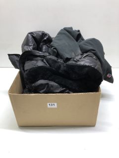 BOX OF ASSORTED CLOTHING INC 32 DEGREES HEAT COAT (BLACK) SIZE: L