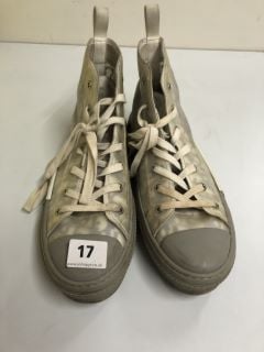DIOR OBLIQUE MESH HIGH-TOP SNEAKERS -GREY/WHITE - SIZE: 7 - RRP.£273