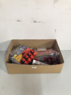 BOX OF ASSORTED ITEMS INC. AMTECH 4 WAY TAP CONNECTOR