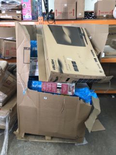 PALLET OF BOX OF ASSORTED ITEMS INC WINE COOLER & SMART DIGITAL TURBO CONVECTION HEATER