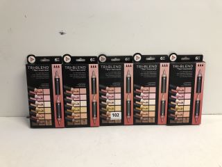 5 X TRI-BLEND 3 IN 1 BLENDABLE MARKERS 6 PIECE SETS