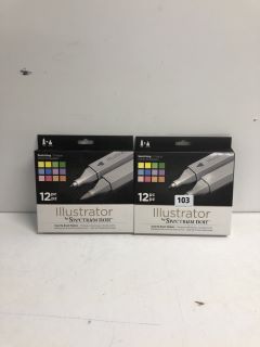 2 X ILLUSTRATOR DUAL TIP BRUSH MARKERS 12 PIECE PACKS