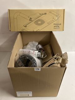 BOX OF ASSORTED ITEMS TO INCLUDE KESSIL AP9X MOUNTING ARM
