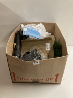 BOX OF ASSORTED ITEMS TO INCLUDE HEAVY DUTY TROLLEY WHEELS