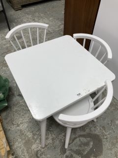 WHITE CHILDRENS SPINDLE TABLES & FOUR CHAIRS