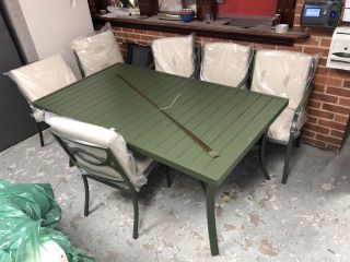 MARLOW 6 SEATER DINING TABLE SET GREEN WITH SIX CHAIRS RRP £999.00