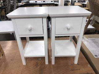 2 X JL WHITE BEDSIDE UNITS WITH SINGLE DRAWER