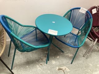 TWO RATTAN OUTDOOR CHAIRS WITH TABLE