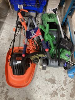 ASSORTED GARDEN POWER TOOLS TO INCLUDE A BLACK AND DECKER LAWNMOWER