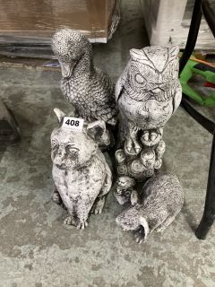 ASSORTED STONE GARDEN ANIMAL ORNAMENTS