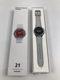 SAMSUNG GALAXY WATCH 6 CLASSIC SMARTWATCH IN SILVER: MODEL NO SM-R955F (WITH BOX & CHARGE CABLE)  [JPTN39856]