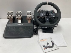 LOGITECH G G920 DRIVING FORCE RACING WHEEL AND PEDALS, FORCE FEEDBACK, ANODISED ALUMINIUM, SHIFT PADDLES, LEATHER STEERING WHEEL, ADJUSTABLE PEDALS, EU PLUG, XBOX ONE/PC/MAC, BLACK ( MAY BE SCRATCHED