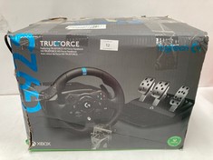 LOGITECH G G920 DRIVING FORCE RACING WHEEL AND PEDALS, FORCE FEEDBACK, ANODISED ALUMINIUM, SHIFT PADDLES, LEATHER STEERING WHEEL, ADJUSTABLE PEDALS, EU PLUG, XBOX ONE/PC/MAC, BLACK - LOCATION 9A .