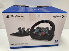 LOGITECH G29 DRIVING FORCE RACING WHEEL AND PEDALS, FORCE FEEDBACK, ANODISED ALUMINIUM, SHIFT PADDLES, EU PLUG, PS5, PS4, PC, MAC, F1 23 & GRAN TURISMO 7 COMPATIBLE, BLACK - LOCATION 13A.