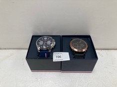 2 X TOMMY HILFIGER BLUE AND SILVER WATCHES MODEL TH.320.1.14.2382 BLACK AND COPPER MODEL TH.436.1.34.3144 (WORN) - LOCATION 40A.