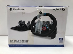 LOGITECH G29 DRIVING FORCE RACING WHEEL AND PEDALS, FORCE FEEDBACK, ANODISED ALUMINIUM, SHIFT PADDLES, EU PLUG, PS5, PS4, PC, MAC, F1 23 & GRAN TURISMO 7 COMPATIBLE, BLACK - LOCATION 5B.