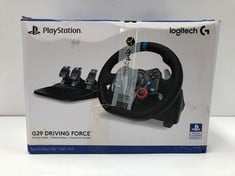 LOGITECH G29 DRIVING FORCE RACING WHEEL AND PEDALS, FORCE FEEDBACK, ANODISED ALUMINIUM, SHIFT PADDLES, EU PLUG, PS5, PS4, PC, MAC, F1 23 & GRAN TURISMO 7 COMPATIBLE, BLACK (WITHOUT POWER CABLE) - LOC