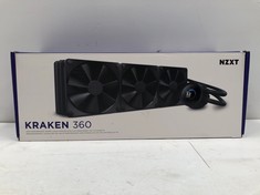 NZXT KRAKEN 360 - AIO LIQUID COOLING PC FOR 360 MM PROCESSOR CPU HEAT SINK PC CASE - 1.54" SQUARE LCD DISPLAY - 3 F120P FANS - BLACK COLOUR - RL-KN360-B1 - LOCATION 13B.