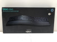 LOGITECH ERGO K860 ERGONOMIC WIRELESS KEYBOARD - SPLIT KEYBOARD, PALM REST, NATURAL TYPING, BLUETOOTH AND USB CONNECTIVITY, WINDOWS/MAC COMPATIBLE, SPANISH QWERTY LAYOUT - GRAPHITE - LOCATION 21B.