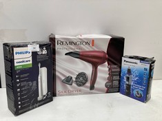 3 X ASSORTED PERSONAL CARE ITEMS INCLUDING RED REMINGTON PROFESSIONAL HAIRDRYER - LOCATION 33A.