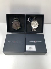 2 X TOMMY HILFIGER WATCHES MODEL TH 383.1.34.2728 BLACK AND MODEL TH 353.3.14.2615 SILVER - LOCATION 10B.