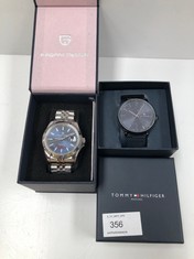 2 X WATCHES VARIOUS MODELS INCLUDING TOMMY HILFIGER MODEL TH.424.1.34.3066 DARK BLUE - LOCATION 10B.