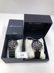 2 X CASIO EDIFICE WATCHES MODEL 2784 MDV-107 BLACK AND MODEL EQB M-2000DC BLACK .