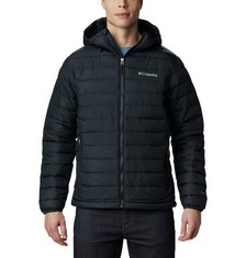 COLUMBIA POWDER LITE HOODED JACKET MEN'S HOODED JACKET (SIZE S) (BLACK) - LOCATION 46A.