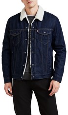 LEVI'S TYPE 3 SHERPA TRUCKER MEN'S JACKET, BLUE (ROCKRIDGE), L - LOCATION 26A.