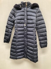 GEOX RESPIRA QUILTED COAT NAVY BLUE SIZE 38 - LOCATION 22A.