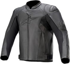 ALPINESTARS FASTER V2-LEATHER JACKET, BLACK MOTORBIKE CLOTHING, SMALL-LARGE FOR MEN - LOCATION 14A.