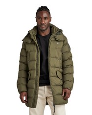 G-STAR RAW PARKA G-WHISTLER PADDED HOODED MEN'S PARKA, GREEN (DARK OLIVE D20102-D199-C744), XL-LOCATION 44C.