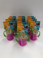 13 X NUBY SWIRL NON-DRIP CUP, 6M+, CUP WITH HANDLES, PINK, 240ML - LOCATION 20C.