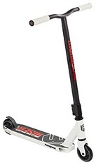 MONGOOSE RISE 100 YOUTH AND ADULT FREESTYLE STUNT SCOOTER, HIGH IMPACT 110MM WHEELS, BIKE-STYLE GRIPS, LIGHTWEIGHT ALLOY DECK, WHITE/RED - LOCATION 12C.