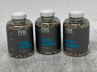 3 X PURE FOR MEN STAY READY 240 CAPSULES BBE: APRIL 2026: LOCATION - C 0