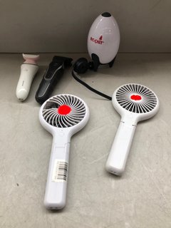 5 X ASSORTED ITEMS TO INCLUDE JOHN LEWIS & PARTNERS 4" RECHARGEABLE FAN IN WHITE: LOCATION - BR11
