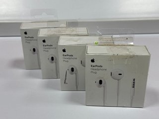 4 X APPLE EARPODS WITH HEADPHONE PLUG EARPHONES (ORIGINAL RRP - £76) IN WHITE: MODEL NO A1472 (WITH BOXES) [JPTM117132]