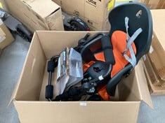 3 X BICYCLE ITEMS INCLUDING ATTACHABLE BICYCLE CHILD SEAT.