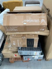 PALLET OF ASSORTED MONITORS OF DIFFERENT BRANDS AND INCHES INCLUDING LG ULTRAWIDE CURVED MONITOR MODEL 40WP95C (ALL BROKEN).