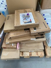 PALLET OF ASSORTED FURNITURE INCLUDING SONGMICS MODEL LSF106 (MAY BE BROKEN OR INCOMPLETE).