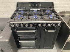 SMEG RANGE COOKER WITH HOB IN BLACK - MODEL NO. TR93BL - RRP £2899 (COLLECTION OR OPTIONAL DELIVERY) (KERBSIDE PALLET DELIVERY)