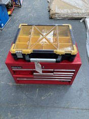 CLARKE 9 DRAWER TOOL CHEST IN RED TO INCLUDE 12 SLOT SCREWS CASE IN BLACK / YELLOW (7974) (COLLECTION OR OPTIONAL DELIVERY)