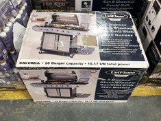 UNIFLAME 5 BURNER GLASS WINDOW GAS GRILL WITH SIDE BURNER - RRP £299 (COLLECTION OR OPTIONAL DELIVERY)