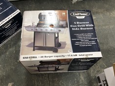 UNIFLAME 4 BURNER GAS GRILL WITH SIDE BURNER - RRP £199 (COLLECTION OR OPTIONAL DELIVERY)