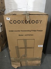 COOKOLOGY UNDER COUNTER FREESTANDING FRIDGE FREEZER - MODEL NO: UCFF87WH - RRP £149 (COLLECTION OR OPTIONAL DELIVERY)