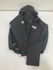 HELLY HANSEN BLACK COAT WITH HOOD - SIZE XL (DELIVERY ONLY)