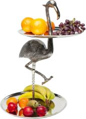 1 X KARE DESIGN ETAGERE FLAMINGO, SILVER, HANDMADE, DECORATION, CAKE STAND, 53CM. (DELIVERY ONLY)
