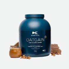 4 X PROTEIN ITEMS TO INCLUDE KINETICA OATGAIN WEIGHT GAINER 600+ CALORIES & 47G PROTEIN PER SERVING, 2.4 KG, 15 SERVINGS CHOCOLATE CARAMEL NUT FLAVOUR. (DELIVERY ONLY)